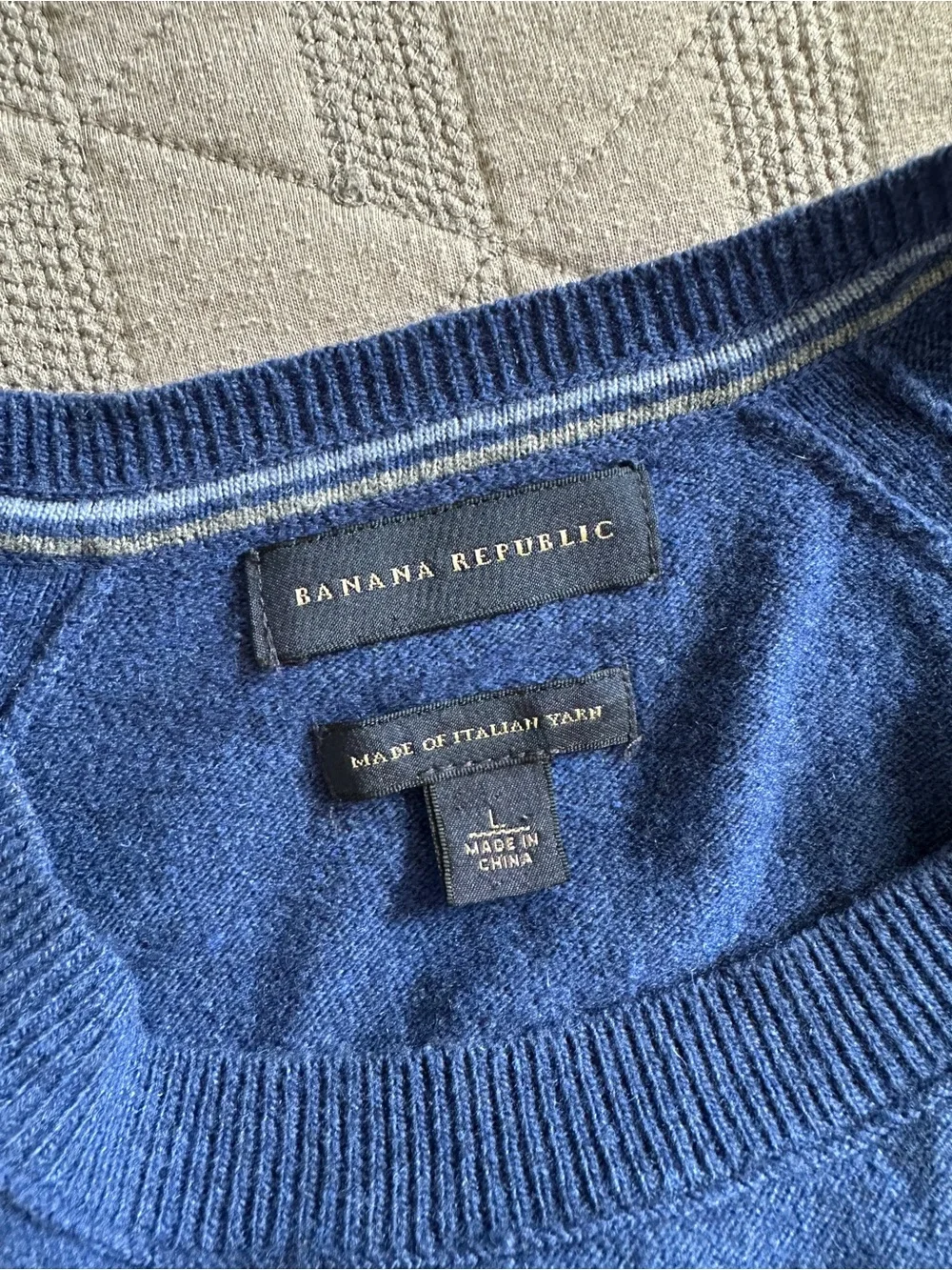 Banana Republic Mens Large Merino Wool Sweater Blue Italian Yarn Crewneck